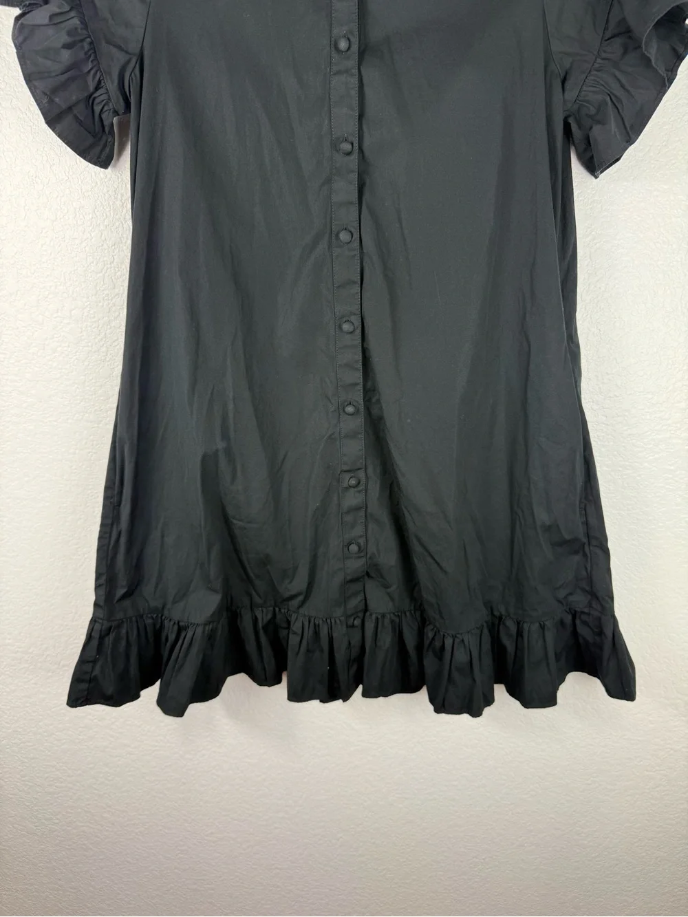 J. Crew Black Ruffle-hem shirt-dress in cotton poplin size XXS
